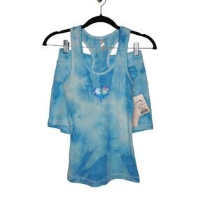 NWT Vintage 2 Piece Sweat Shorts Tank Pajamas Workout Athletic Y2K Tie Dye